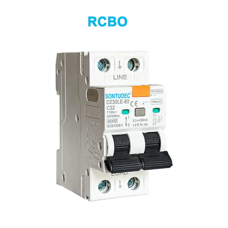 2p లీకేజ్ కరెంట్ సర్క్యూట్ బ్రేకర్ 6KA IEC61009.1 స్టాండర్డ్ క్వాలిటీ RCBO
